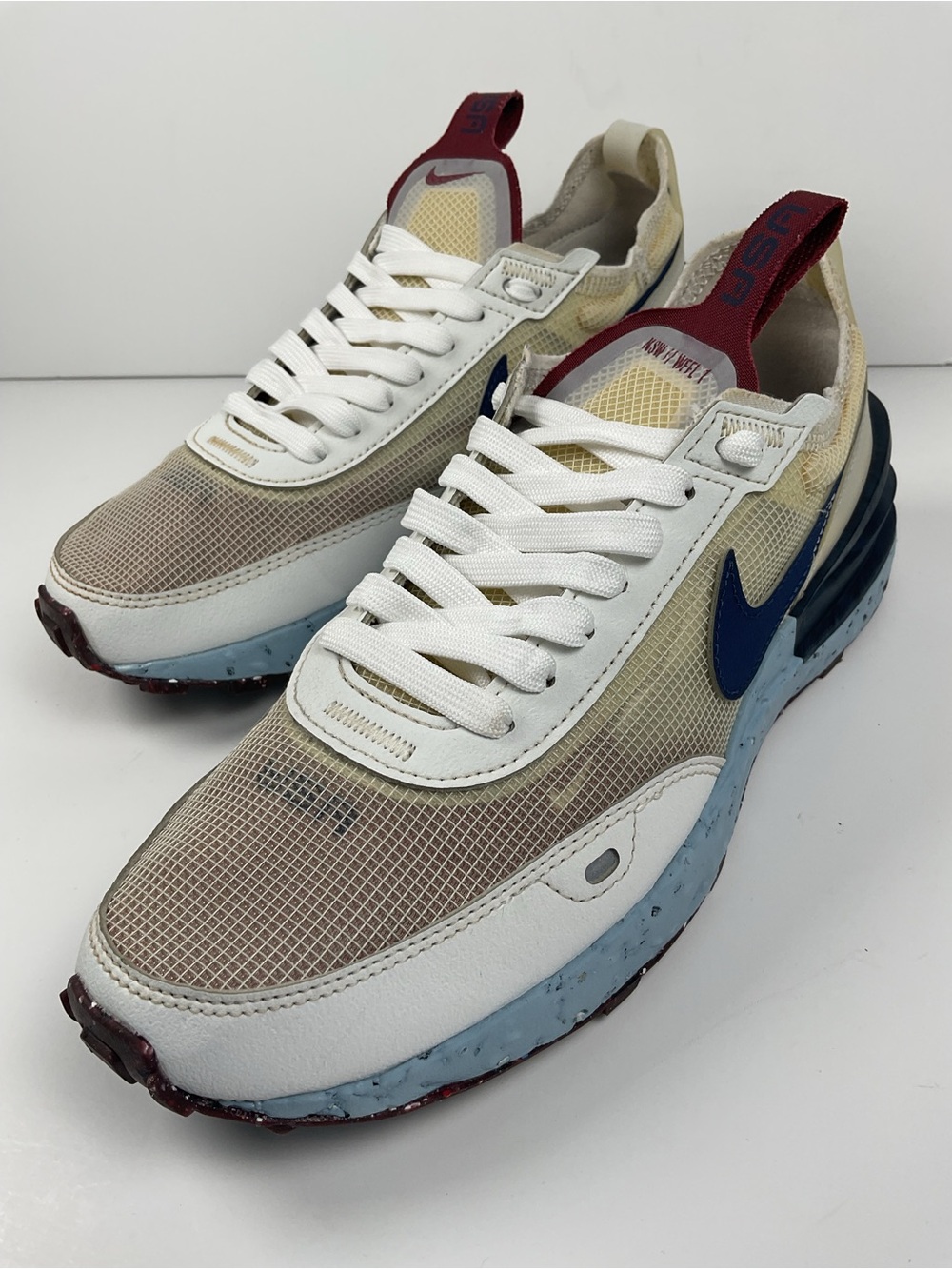 Nike Waffle One Crater Women’s 8 White Blue Red Sneakers DM2873-101